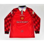 ERIC CANTONA; a signed 96/98 Manchester United retro style football shirt, signed to the reverse,