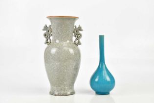 A 20th century Chinese crackle glazed vase, together with further early 20th century Japanese