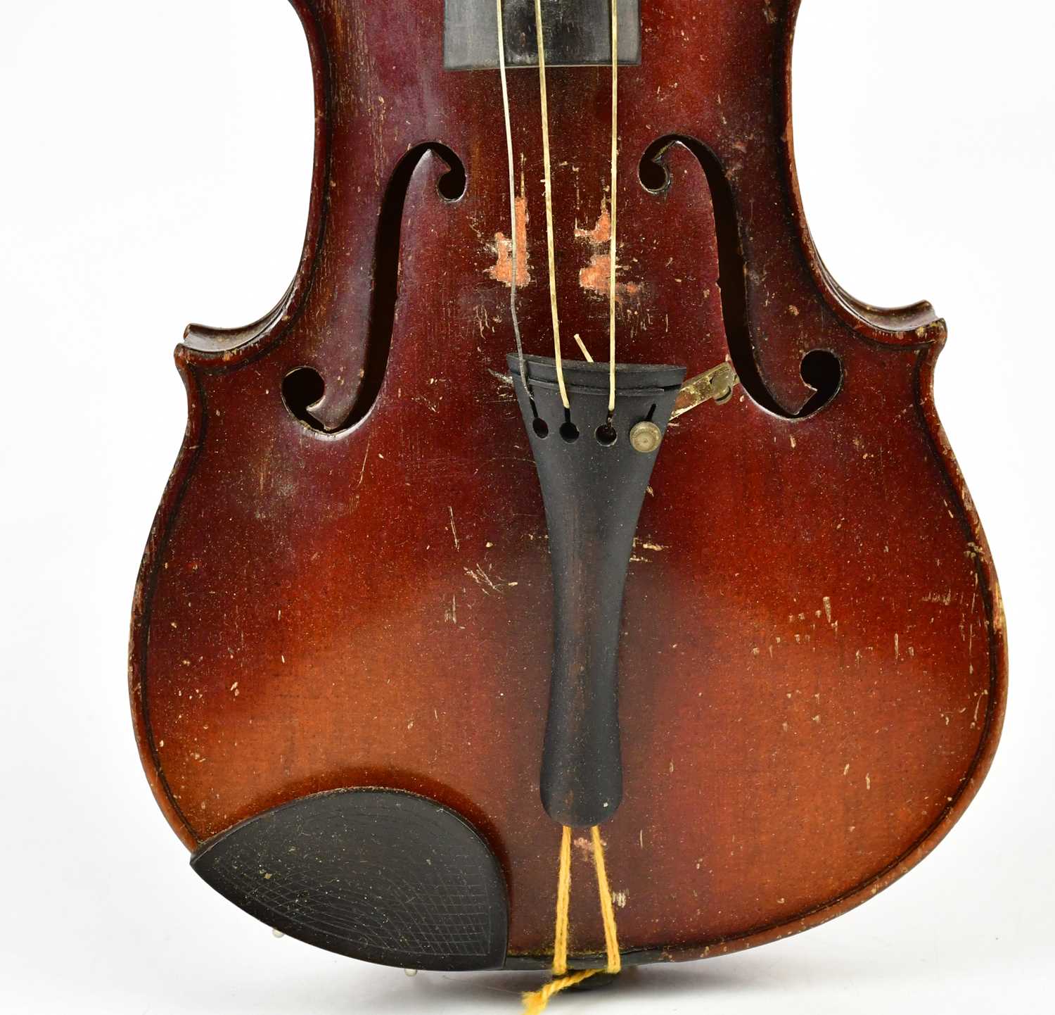 A three-quarter size violin with two-piece back length 33.5cm, cased with a bow. - Image 3 of 12