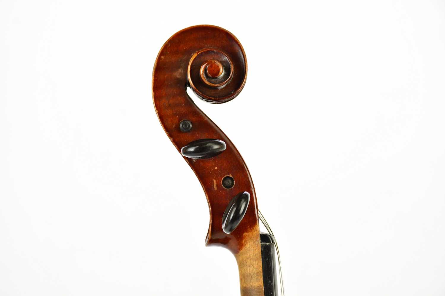 A full size German Mittenwald violin with two-piece back length 35.8cm, unlabelled, cased with a - Image 6 of 12