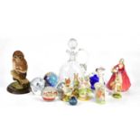 A small collection of ceramic figures including Royal Albert Beatrix Potter, Beswick Beatrix Potter,