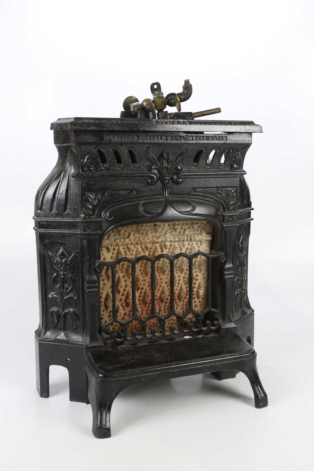 FLETCH & RUSSELL CO, WARRINGTON; a black painted cast iron miniature Riviera fire, 50 x 43cm.