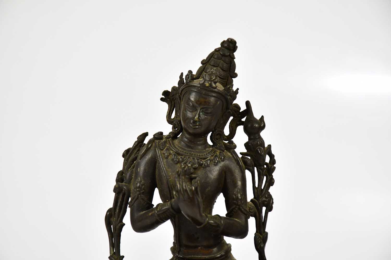 A Chinese bronze figure of Jnana Dakini, with six arms, on lotus base, height 14cm, with a similar - Image 2 of 22