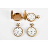 Two crown wind gold plated open faced pocket watches including an example signed 'Lancashire Watch