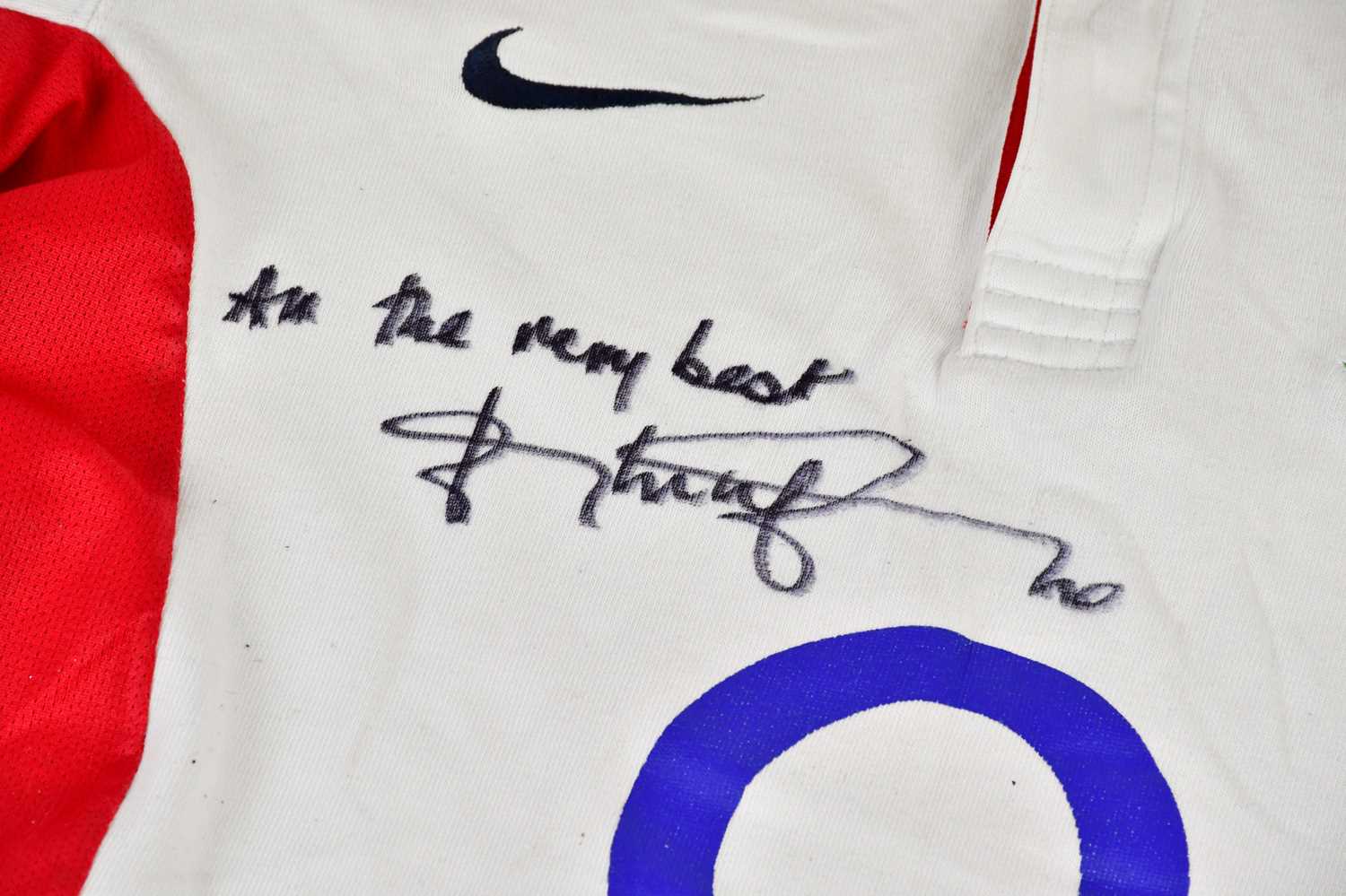 JONNY WILKINSON; a signed 2003 long sleeve rugby shirt, inscribed 'All the very best', size M. - Image 2 of 3