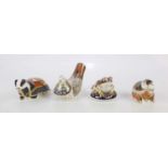 ROYAL CROWN DERBY; four animal paperweights, to include Riverbank Beaver, 2997/5000, with