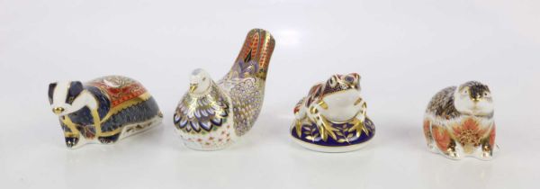 ROYAL CROWN DERBY; four animal paperweights, to include Riverbank Beaver, 2997/5000, with