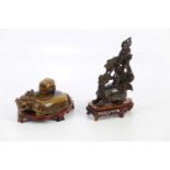 Two Chinese hardstone carvings, one of a mythical beast, the other of a tortoise.