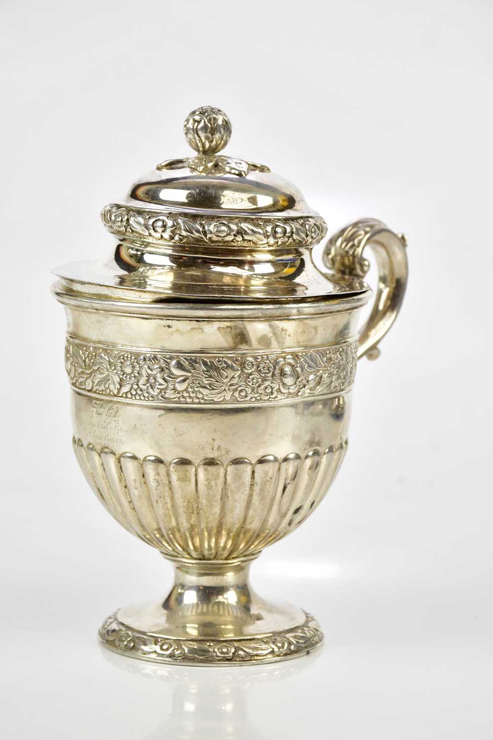 PITTAR & CO, CALCUTTA; a 19th century colonial silver cup and cover, the cover case with an open - Image 2 of 6