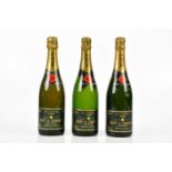 CHAMPAGNE; three bottles Moet & Chandon 1982, Dry Imperial, 75cl.