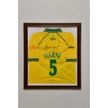 SHANE WARNE; a signed ICC Cricket World Cup England 1999 shirt, framed and glazed.