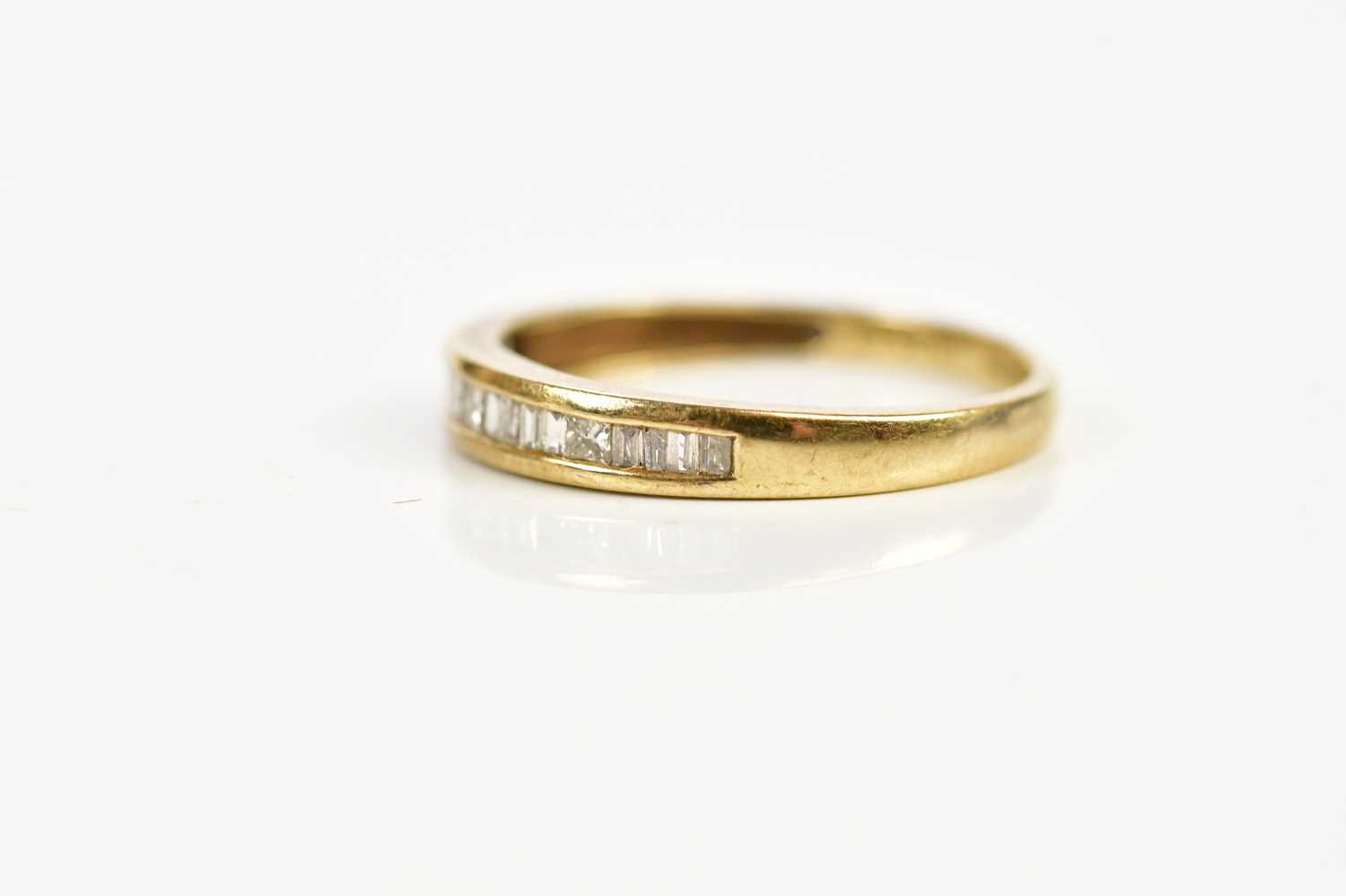 A 9ct gold and diamond set half eternity ring, size P, weight 1.8g - Image 2 of 3
