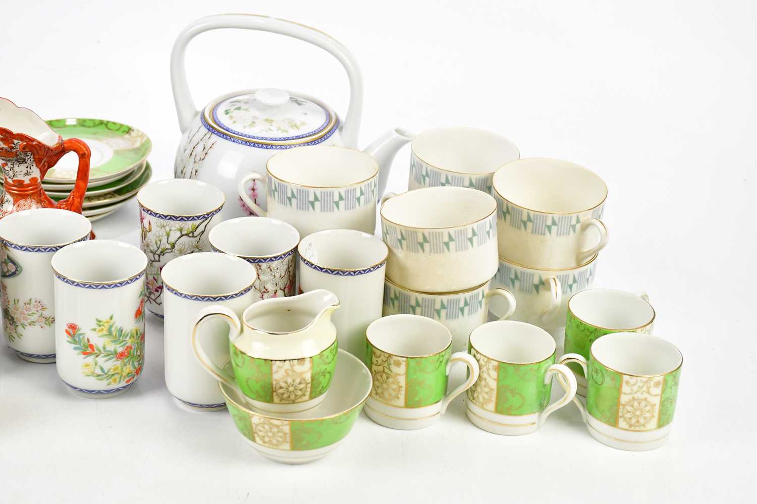 A decorative Chinese part tea service, a Japanese Kutani jug, modern Japanese beakers, etc. - Image 2 of 3