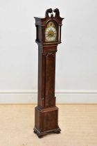 A 19th century mahogany and walnut cased longcase clock of small proportions, the brass and silvered