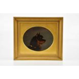 ENGLISH SCHOOL; 19th century oil on panel, side profile portrait of a dog, unsigned, 16 x 20cm,