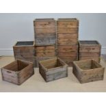 A collection of twenty rustic pine crates, some bearing the name 'Anthh Krat', height 27cm, depth