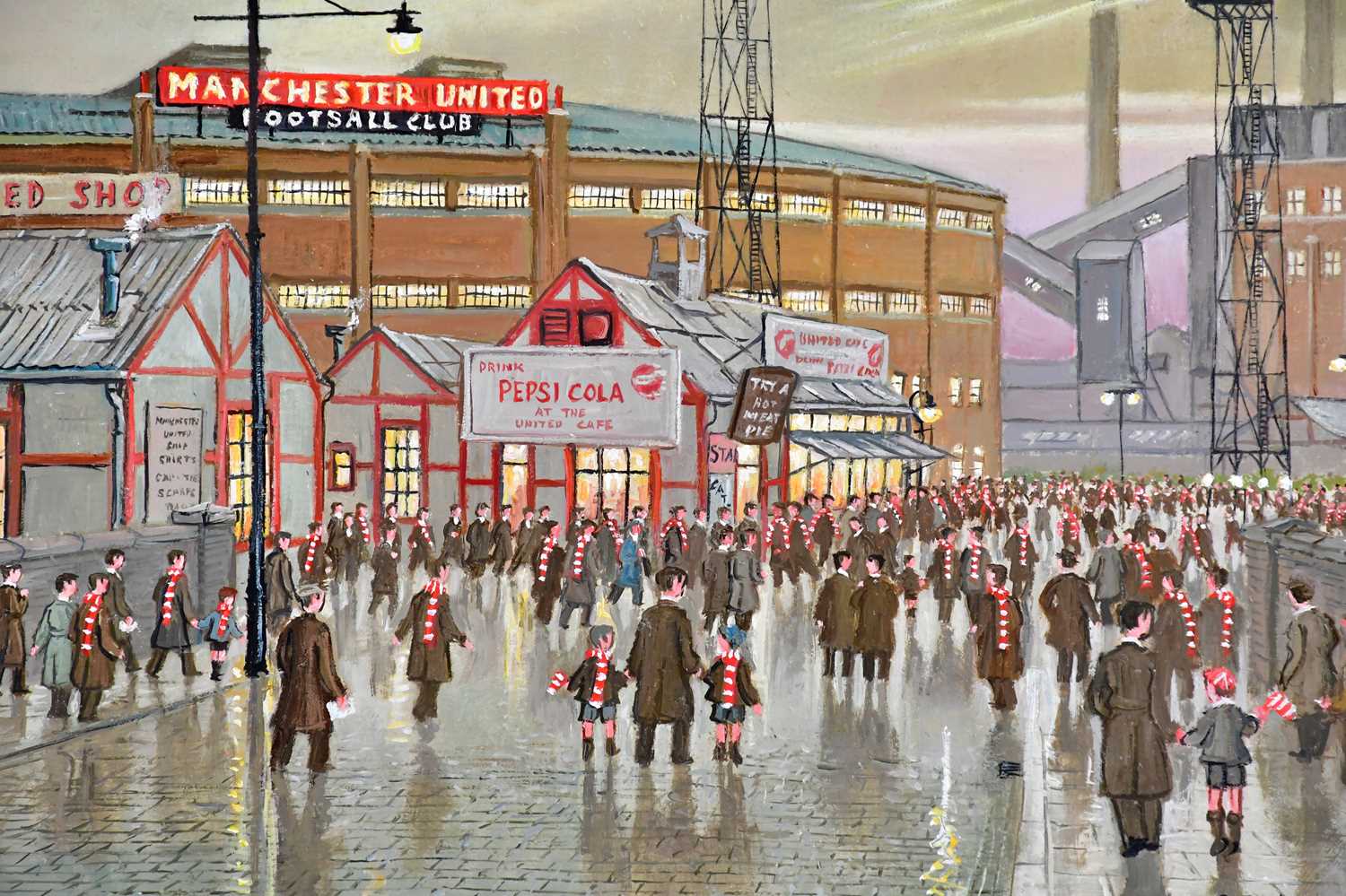 † STEVEN SCHOLES (born 1952); oil on board, Manchester United Concourse, signed lower right, 27 x - Image 2 of 4