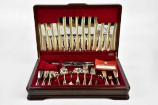 A mahogany cased canteen of silver plated cutlery.