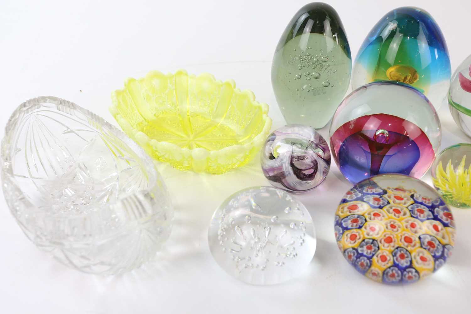 A collection of ten modern glass paperweights, tallest 11cm, including two Caithness examples, - Image 2 of 3