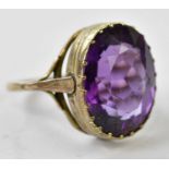 A Victorian yellow metal amethyst dress ring, indistinctly stamped possibly 9c, size N, approx 6.