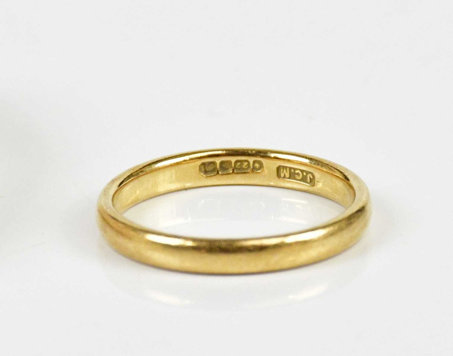 A 22ct yellow gold wedding band, size N, approx 3.5g. - Image 3 of 3