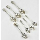 THOMAS SMILY; a pair of Victorian hallmarked silver teaspoons, London 1866, four further