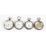 A .935 grade silver key wind open faced pocket watch set with Roman numerals, diameter 50mm, a