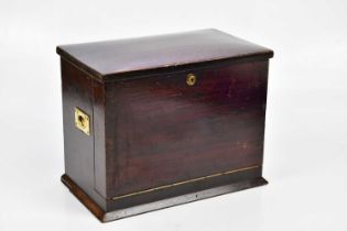A late Victorian stained stationery cabinet with hinged cover and fall front releasing a spring
