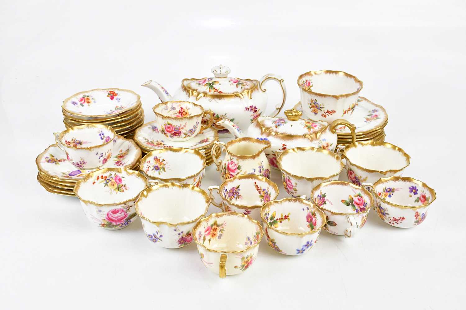 HAMMERSLEY & CO; a part tea service in the 'Dresden Sprays' pattern. Condition Report: Gernral