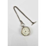 A .935 silver cased open face chronograph pocket watch, the dial set with Roman numerals, diameter