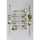 WILMOT MANUFACTURING COMPANY; a set of six George V hallmarked silver dessert spoons and dessert