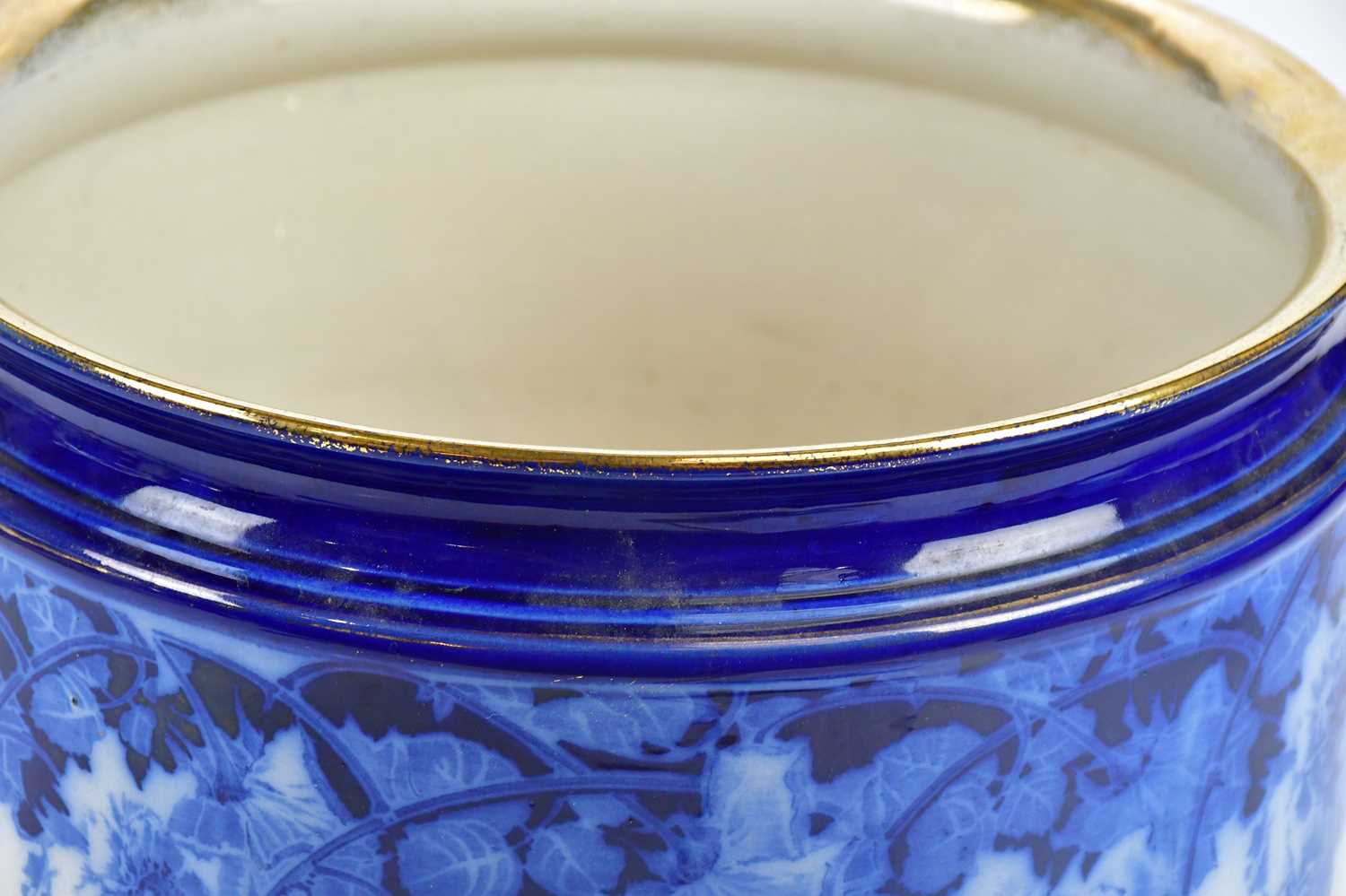 ROYAL DOULTON; a large ‘Briar Rose’ pattern blue and white jardiniere, diameter 32cm. Condition - Image 3 of 4