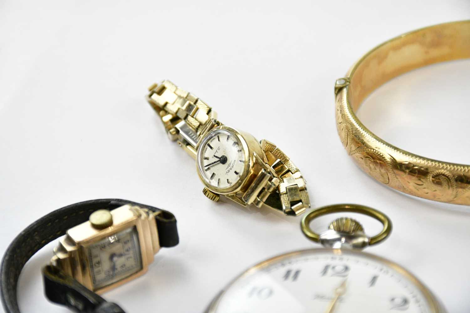 A 9ct gold Rotary lady's watch, an Art Deco style lady's watch, three Ingersoll pocket watches and - Image 5 of 5