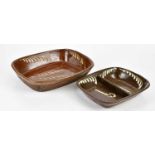 Two slipware serving dishes, the larger length 34cm, the smaller with two divisions and length