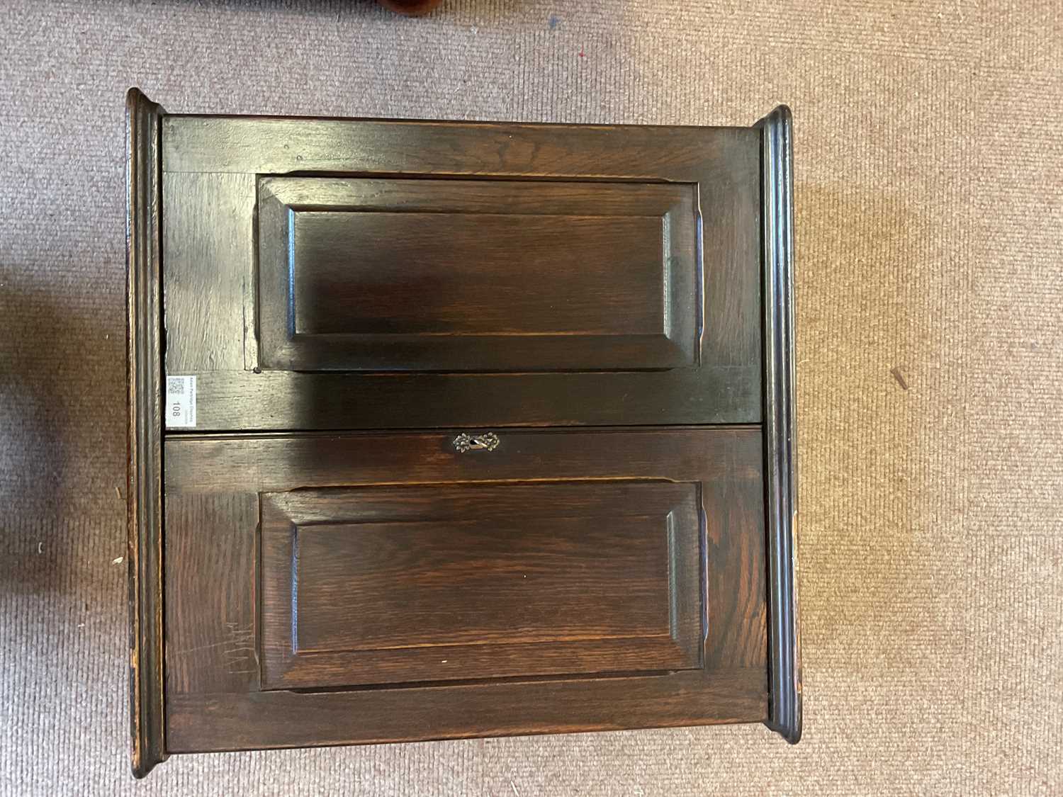 ROGER DODGSON, ULVESTON; An oak hanging cupboard, the two doors enclosing two drawers and shelves, - Image 3 of 5