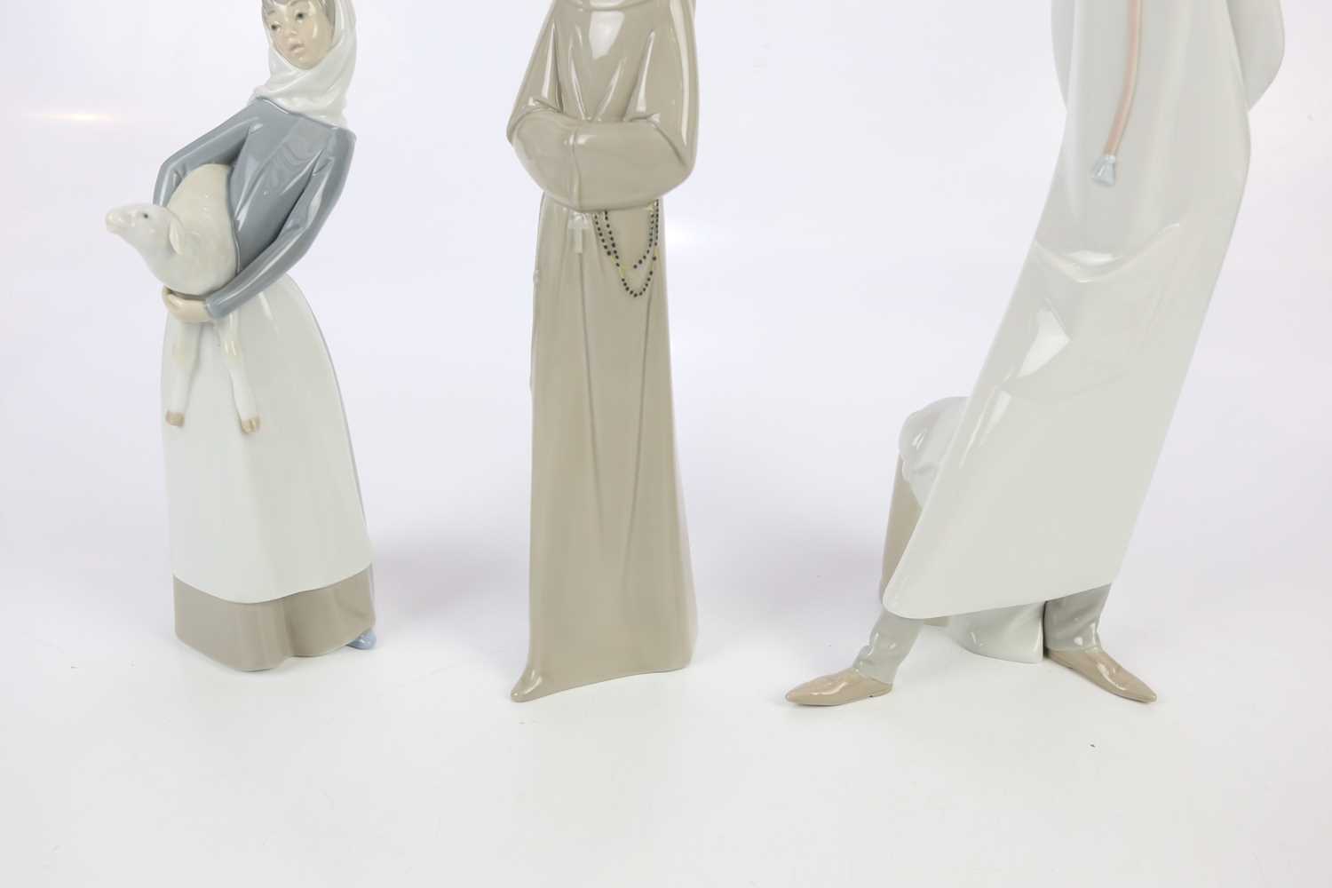 LLADRO; a figure of a doctor, height 39cm, with a Lladro shepherdess and a Lladro type figure of a - Image 5 of 6
