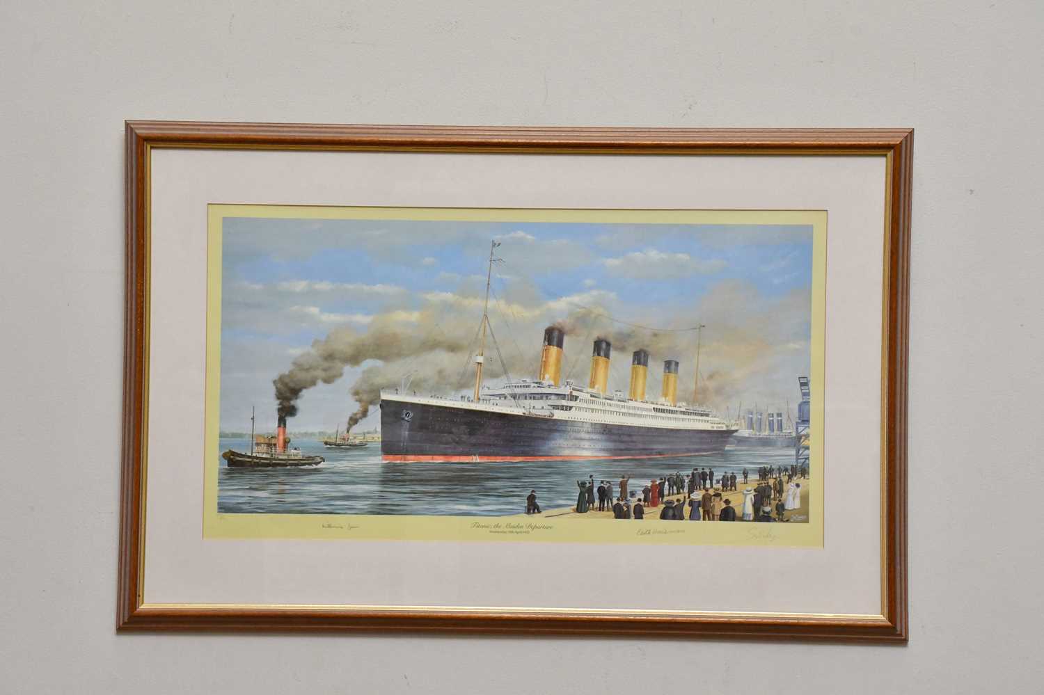 † SIMON FISHER; a signed limited edition print, 'Titanic, the maiden departure', signed lower right,