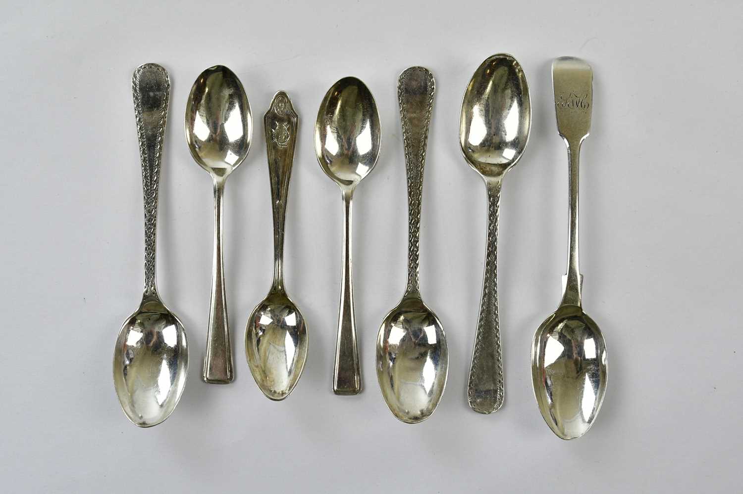 JOSEPH RODGERS & SONS; three Edward VII hallmarked silver teaspoons, Sheffield 1908, together with
