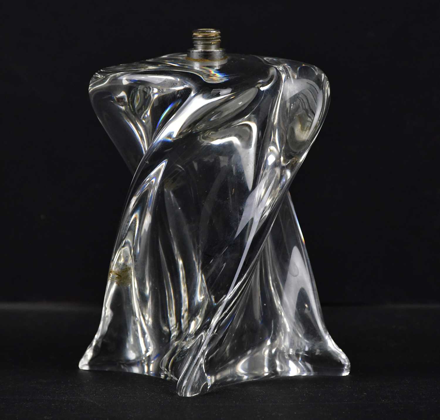 SAINT-LOUIS; a crystal perfume bottle (lacking stopper), height including mount 12cm. Condition