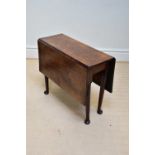 A 19th century mahogany drop-leaf table, on tapered legs and pad feet, height 72cm, width 83cm.