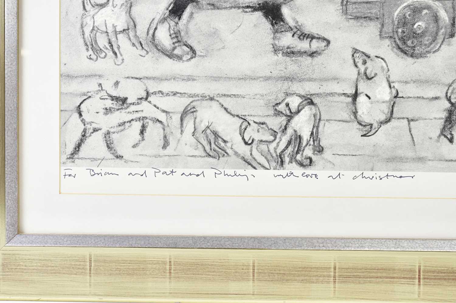 HAROLD FRANCIS RILEY DL DLITT FRCS DFA ATC (1934-2023); print, 'Merry Xmas, Lost Dogs', figure - Image 3 of 5