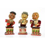 Three vintage tinplate battery operated bartenders including a Rosko example. Condition Report: We
