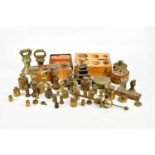 A collection of brass, iron and metal weights, various makers and styles (qty).