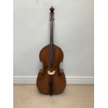 A double bass, possibly German, with 110cm two piece back, overall length 190cm.