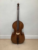 A double bass, possibly German, with 110cm two piece back, overall length 190cm.