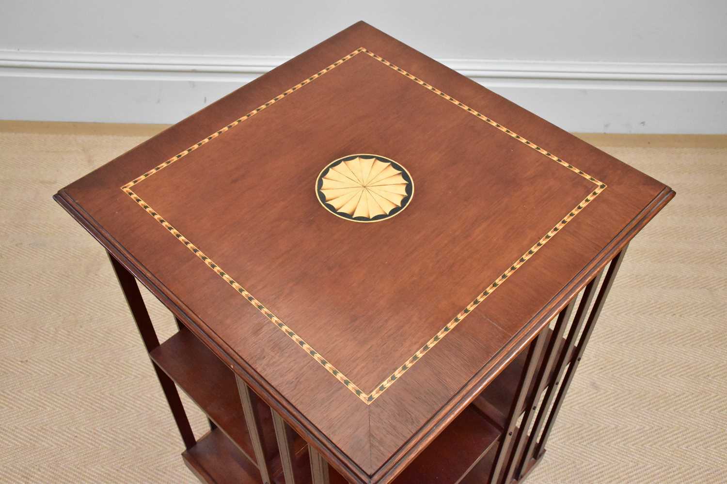 A reproduction inlaid mahogany revolving bookcase, height 77cm. - Bild 2 aus 2