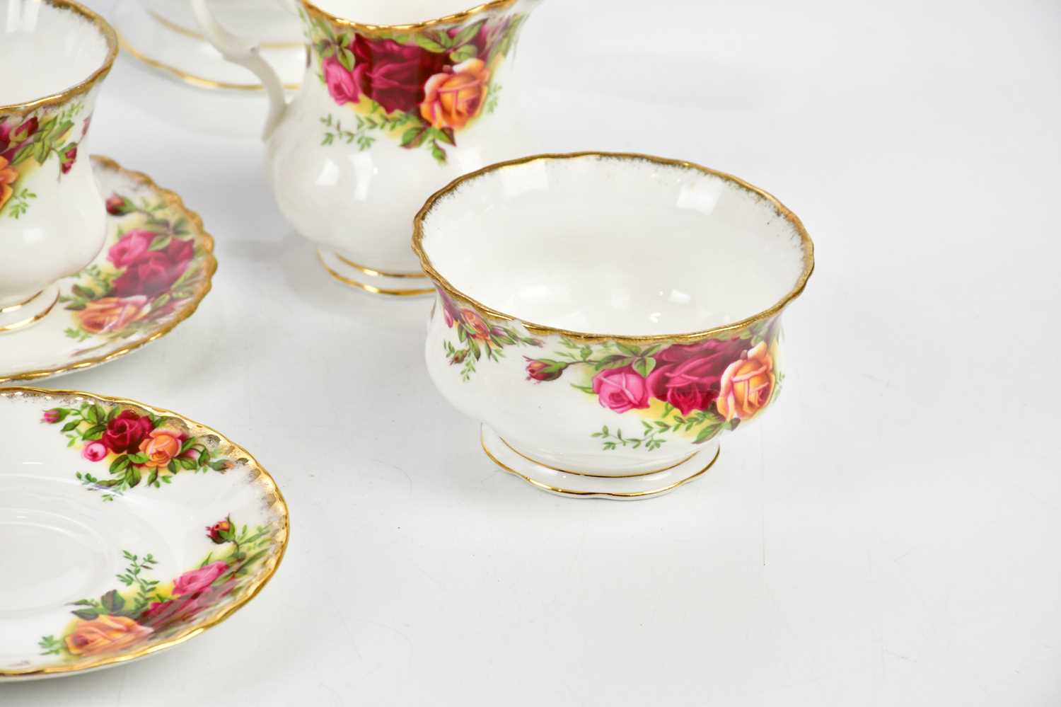 ROYAL ALBERT; an 'Old Country Roses' part tea set comprising teapot, six cups, cream jug, sugar bowl - Image 2 of 5