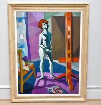 † EMMANUEL LEVY (1900-1986); oil on board, nude in the artist's studio, signed lower left, 121 x