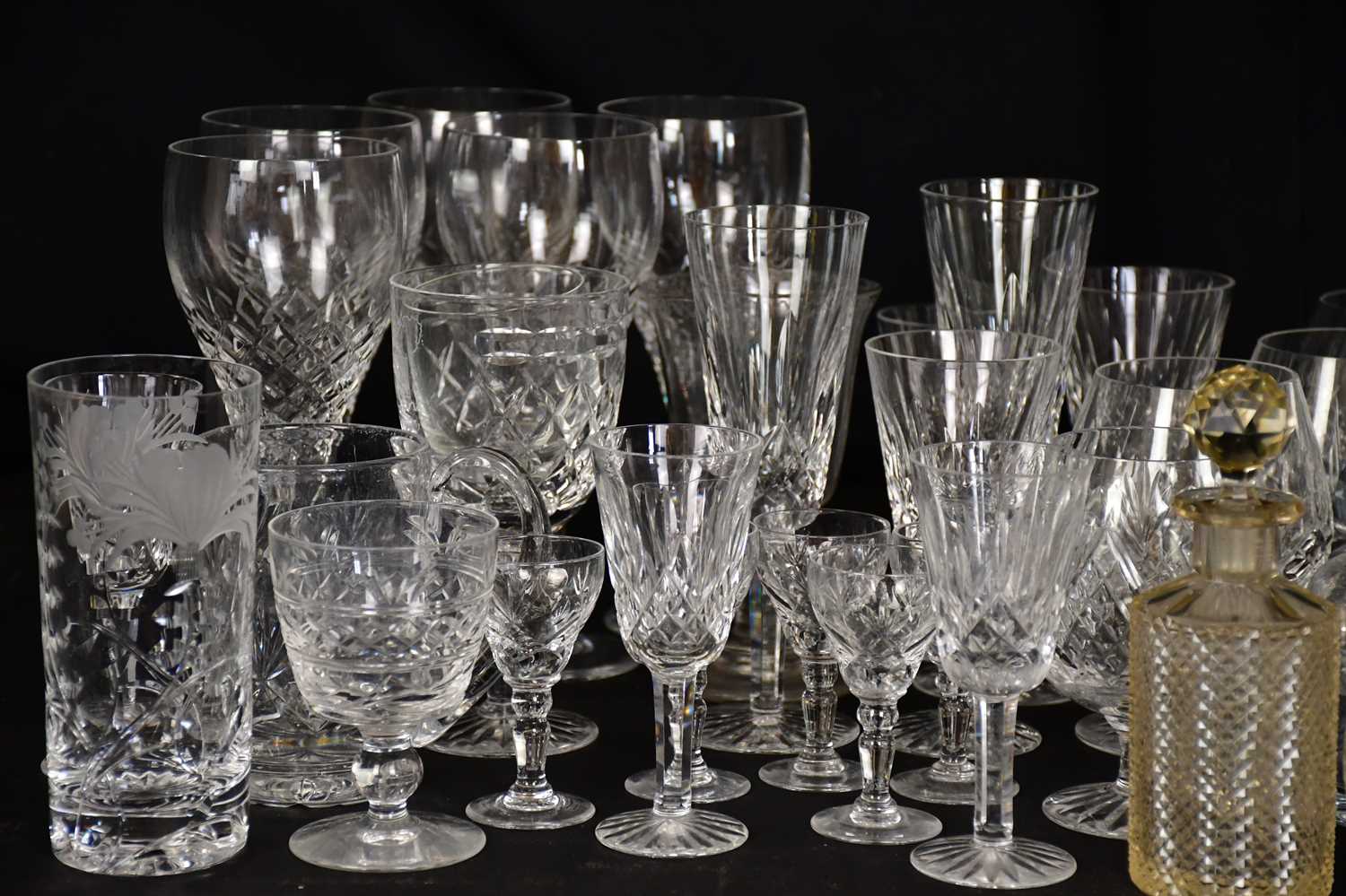 WATERFORD CRYSTAL; a collection of cut glass comprising seven brandy balloons, four liqueur glasses, - Image 2 of 3