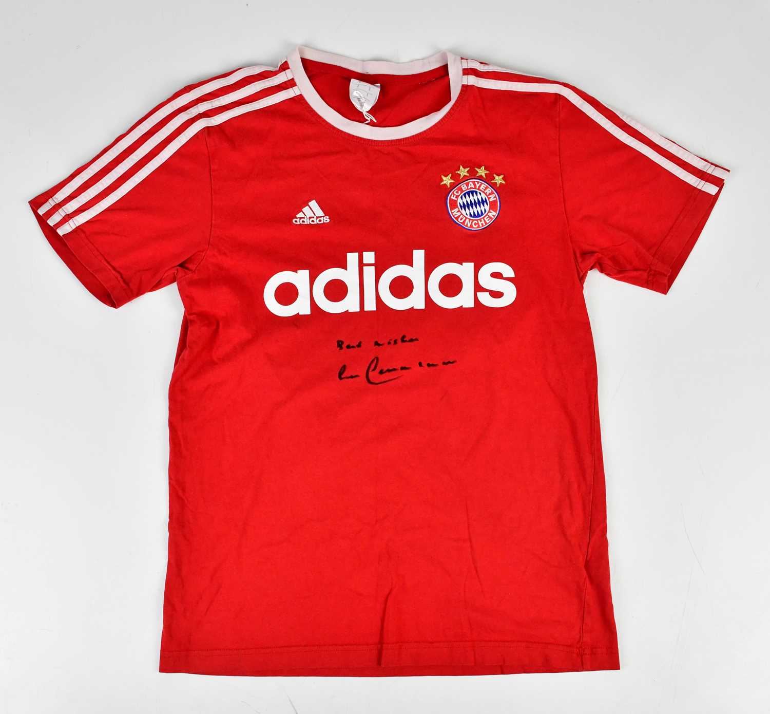 BECKENBAUER; a signed Bayern Munich retro style football shirt, signed to the front, size S.